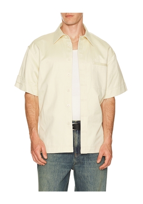 Helmut Lang Short Sleeve Loop Tape Shirt in Cream. Size M. Also in L, S, XL/1X, XXL/2X.