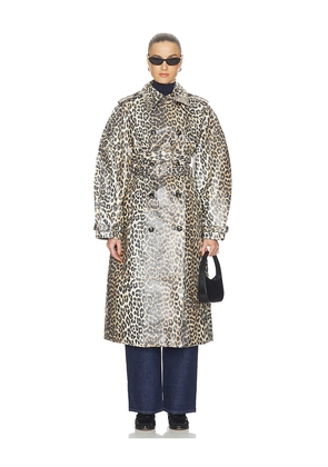 Ganni Laminated Canvas Trenchcoat in Brown. Size 34. Also in 36, 38.