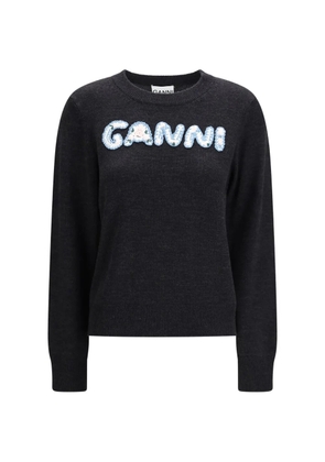 GANNI crochet-appliqué sweater - Grey