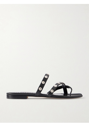Manolo Blahnik - Irafli Button-embellished Leather Sandals - Black - IT36,IT36.5,IT37,IT37.5,IT38,IT38.5,IT39,IT39.5,IT40,IT40.5,IT41,IT41.5,IT42