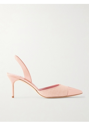 Manolo Blahnik - Capsli 70 Canvas And Patent-leather Slingback Pumps - Pink - IT36,IT36.5,IT37,IT37.5,IT38,IT38.5,IT39,IT39.5,IT40,IT40.5,IT41,IT41.5,IT42,IT43