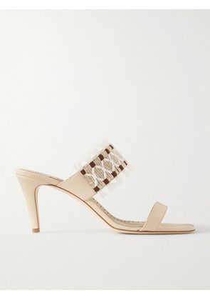 Manolo Blahnik - Efeso 70 Fringed Raffia And Leather Sandals - Neutrals - IT36,IT36.5,IT37,IT37.5,IT38,IT38.5,IT39,IT39.5,IT40,IT40.5,IT41,IT41.5,IT42