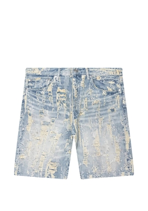 Purple Brand bead splatter destroy shorts - Blue