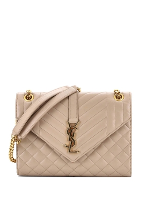 Saint Laurent Pre-Owned Classic Monogram Envelope Satchel Mixed Matelasse Leather Medium shoulder bag - Neutrals