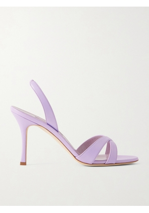 Manolo Blahnik - Callasli 90 Leather Slingback Sandals - Purple - IT36,IT36.5,IT37,IT37.5,IT38,IT38.5,IT39,IT39.5,IT40,IT40.5,IT41,IT41.5,IT42