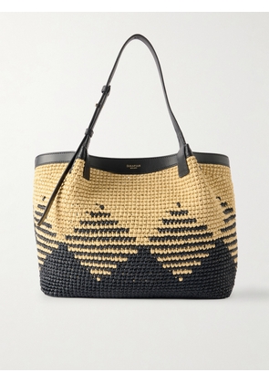 Serapian - Secret Leather-trimmed Woven Raffia Tote - Brown - One size