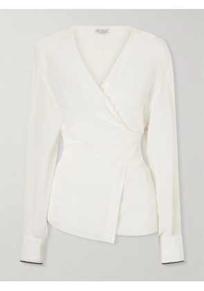 Brunello Cucinelli - Wrap Silk Blouse - White - xx small,x small,small,medium,large