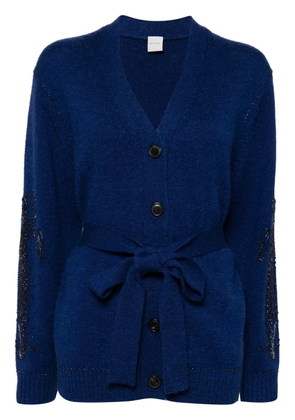 Paul Smith bead-embroidered belted cardigan - Blue