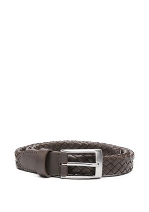 Canali braided leather belt - Brown