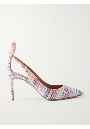 Aquazzura - Bow-embellished Tweed Pumps - Multi - IT35,IT35.5,IT36,IT36.5,IT37,IT37.5,IT38,IT38.5,IT39,IT39.5,IT40,IT40.5,IT41,IT41.5,IT42