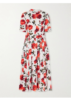 Carolina Herrera - Floral-print Cotton-blend Poplin Midi Dress - Red - US2,US4,US6,US8,US10,US12