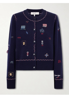 Sea - Claira Embroidered Wool Cardigan - Blue - xx small,x small,small,medium,large