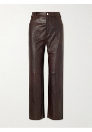 STOULS - Benny Leather Straight-leg Pants - Burgundy - xx small,x small,small,medium,large,x large