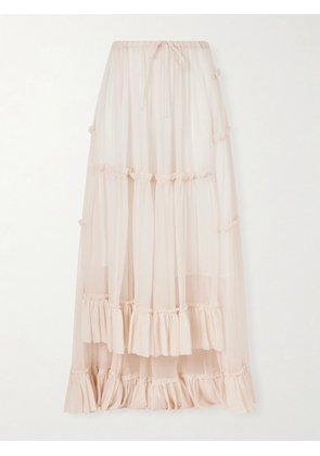 Dries Van Noten - Sunia Asymmetric Silk-crepon Maxi Skirt - Ecru - FR 34,FR 36,FR 38,FR 40,FR 42,FR 44