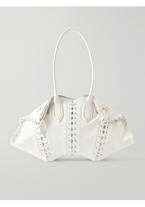 MCQUEEN - Manta Tie-detailed Leather Shoulder Bag - White - One size