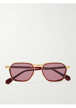 Jacques Marie Mage - Beckett Rectangle-frame Sunglasses - Burgundy - One size