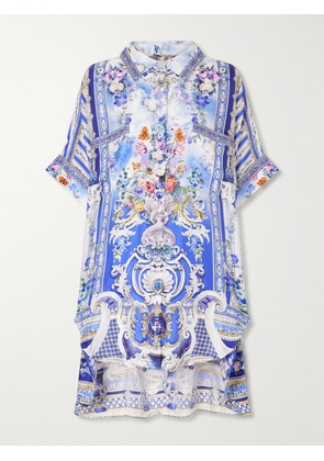 Camilla - Oversized Printed Silk Shirt - Blue - XS/S,M/L,XL/XXL