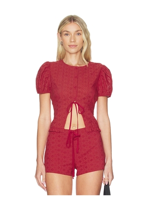 LIONESS Bardot Top in Red. Size S. Also in XXS, XS, M, L, XL.