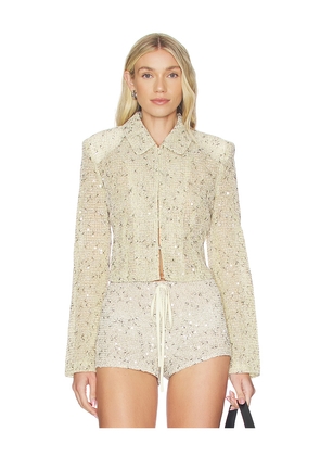 LIONESS Sequin Cropped Jacket in Yellow. Size S. Also in XXS, XS, M, L, XL, XXL.