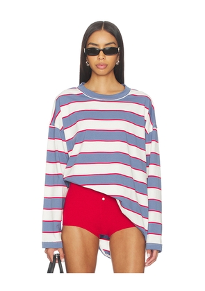 LIONESS Horizon Long Sleeve Top in Slate,White. Size S. Also in XXS, XS, M, L, XL, XXL.