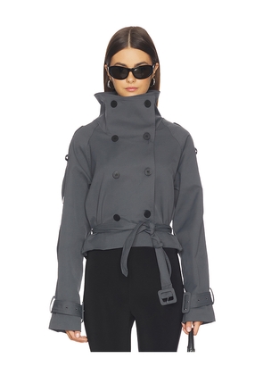 LIONESS Blanc Cropped Trench in Grey. Size S. Also in XXS, XS, M, L, XL.