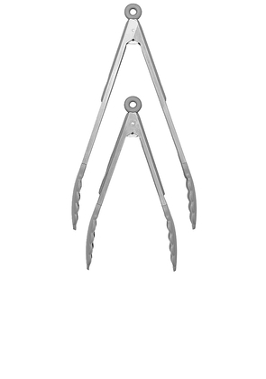 Public Goods Stainless Kitchen Tongs Set in Grey.