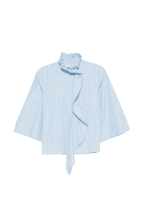PSOPHIA ruffled striped top - Blue