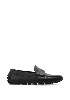 Emporio Armani logo-appliqué leather loafers - Brown
