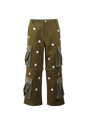 Maison hideout detachable floral cargo trousers - Green