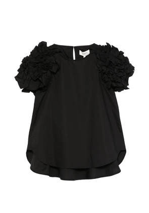 PSOPHIA ruffled short-sleeve top - Black