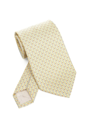 Ferragamo tennis-print silk tie - Yellow