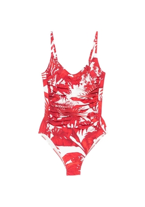 Maryan Mehlhorn ruffled floral-print swimsuit - Neutrals