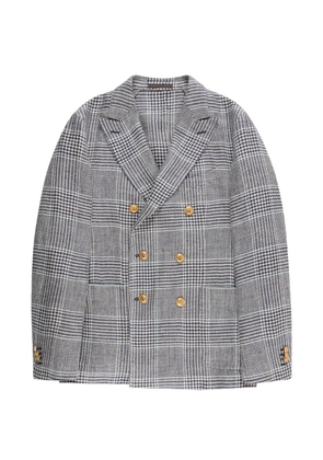 slowear double-breasted houndstooth blazer - White