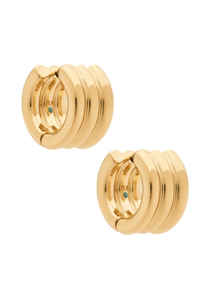Roxanne Assoulin Triple Tube Huggie Earrings in Metallic Gold.