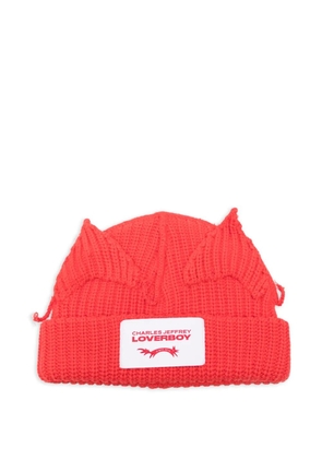 Charles Jeffrey Loverboy ears-detail beanie - Red