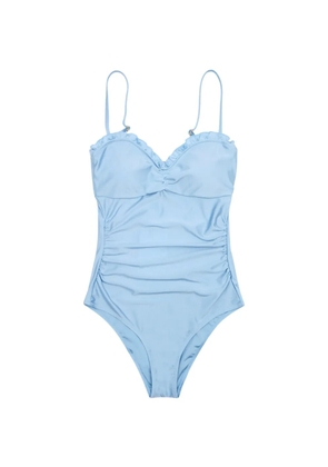 GANNI gathered ruffled swimsuit - Blue