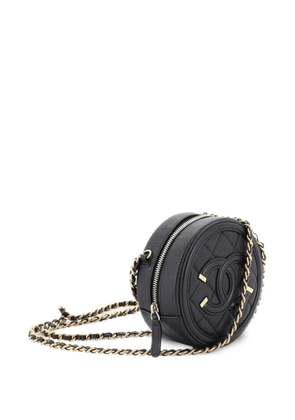 CHANEL Pre-Owned Filigree Round Clutch with Chain Quilted Caviar Mini crossbody bag - Black