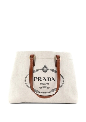 Prada Pre-Owned Logo Open Canvas with Leather Large tote bag - Brown