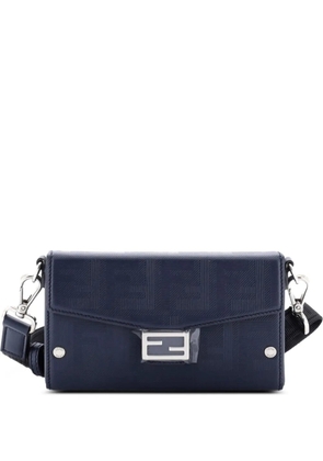 Fendi Pre-Owned Baguette Soft Trunk Phone Pouch Zucca Embossed Leather crossbody bag - Blue
