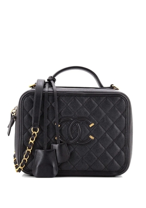 CHANEL Pre-Owned Filigree Vanity Case Quilted Caviar Medium satchel - Black