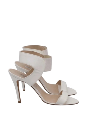 Manolo Blahnik elasticated-strap leather sandals - White