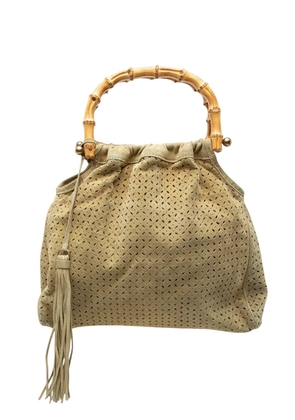 Miu Miu Pre-Owned 1993-2000 Laser Cut Suede Bamboo Top Handle Bag handbag - Brown