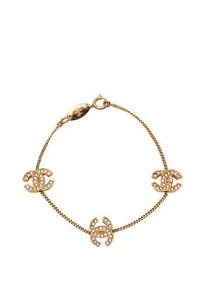 CHANEL Pre-Owned 1982 CC Gold Plated Rhinestone Bracelet costume bracelet