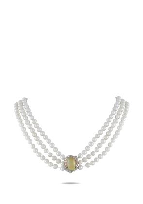 LB Exclusive diamond and pearl necklace - White