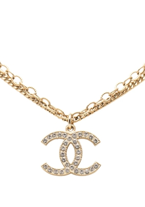 CHANEL Pre-Owned 2009 Gold Plated CC Crystal Pendant Necklace costume necklace