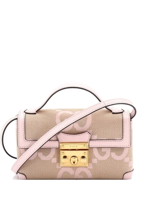 Gucci Pre-Owned Padlock Top Handle Bag Jumbo GG Canvas with Leather Mini crossbody bag - Neutrals