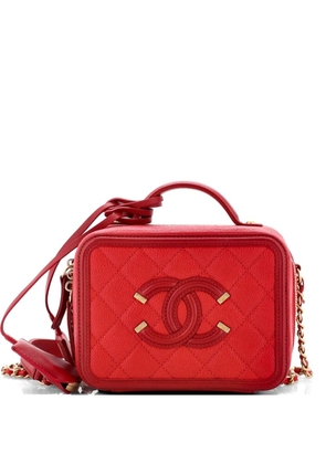 CHANEL Pre-Owned Filigree Vanity Case Quilted Caviar Small satchel - Red