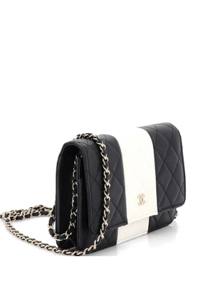 CHANEL Pre-Owned Bicolor Two Tone Wallet on Chain Quilted Lambskin crossbody bag - White