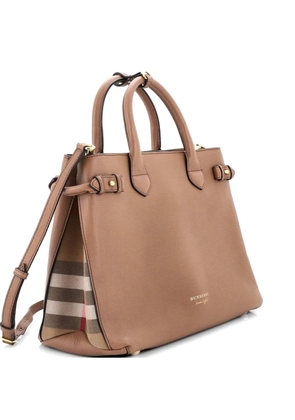 Burberry Pre-Owned Banner Tote Leather and House Check Canvas Medium satchel - Neutrals