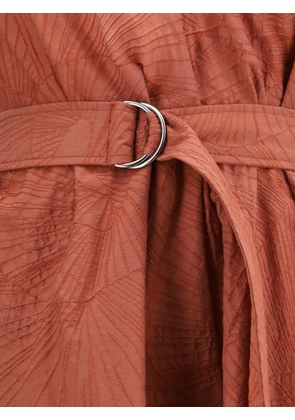 Brunello Cucinelli V-neck belted midi dress - Orange